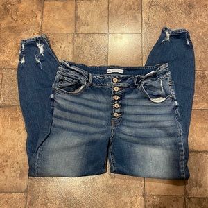 KanCan High Rise Medium Destructed Hem Skinny Jean